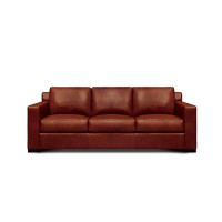 Ebern Designs Akar Genuine Leather 89'' Square Arm Sofa