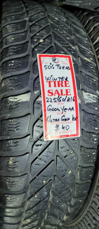 P 225/60/ R16 Goodyear Ultra Grip Ice M/S*  Used WINTER Tires 50% TREAD LEFT  $40 for THE TIRE / 1 TIRE ONLY !!