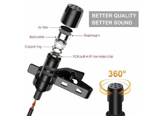 Professional 3.5mm Lavalier Lapel Clip on Microphone for Computer, Cameras, Smartphones and Vlog - Black in General Electronics - Image 2