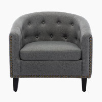 Winston Porter Tufted Barrel ChairTub Chair for Living Room Bedroom Club Chairs