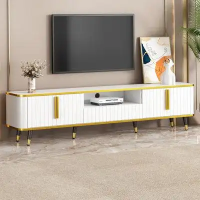 Mercer41 Luxury Minimalism TV Stand with Open Storage Shelf for TVs Up to 85"