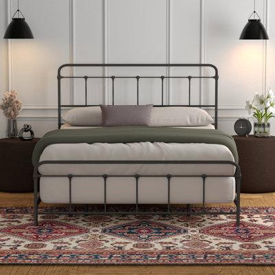 Gracie Oaks Gillam Industrial Metal Snap Assembled Bed Frame in Beds & Mattresses