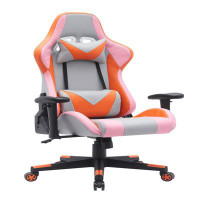 Inbox Zero Myla Gaming Chair , Grey/Orange