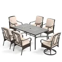 Alphamarts Rectangular 6 - Person Outdoor Dining Set With Cushions