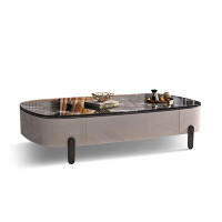 Voldemordo 51.18" Black Microlite + Manufactured Wood Rectangular Coffee Table
