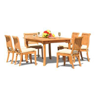 Rosecliff Heights New 7 Pc Luxurious Grade-A Teak Dining Set - 94" Rectangle Table And 6 Stacking Arbour Armless Chairs