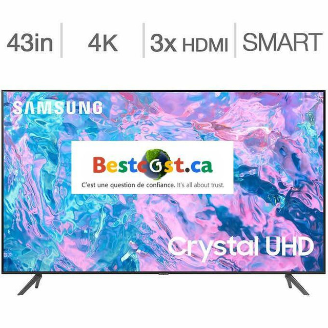 Télévision LED 43 POUCE UN43CU7000 4K UHD ULTRA CRYSTAL UHD HDR Smart Wi-Fi Samsung - BESTCOST.CA in TVs in Québec