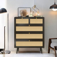 Bay Isle Home™ Modern Rattan 4-Drawer Chest With Metal Handles