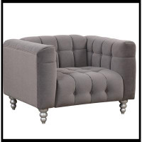 Latitude Run® Modern Sofa Dutch Fluff Upholstered sofa with solid wood legs, buttoned tufted backrest
