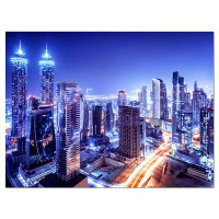 Design Art Dubai Downtown Night Scene Cityscape - Wrapped Canvas Photograph Print