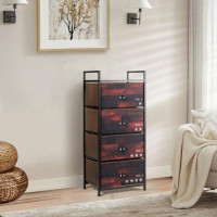 17 Stories Industrial 4 Fabric Drawers Storage Dresser With Fabric Drawers And Steel Frame