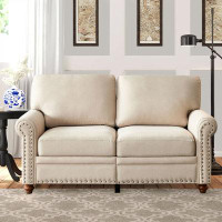 Charlton Home Aldwon 59'' Wide Rolled Arm Loveseat with Nailhead Trim