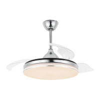 Everly Quinn Vallene 42 In. Modern Retractable Ceiling Fan with Remote Control and LED Light Kit