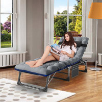 Alwyn Home Lanita Folding Lounge Chair, 5-Position Adjustable Outdoor Reclining Chair, Folding Sleeping Bed Cot