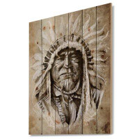 Made in Canada - Design Art American Indian Head Tattoo Sketch - Painting Print