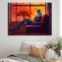 Trinx Stylish Humanoid Android Sitting On Couch I - Robot Canvas Art Print
