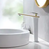 Modern Single Hole Single Handle Vessel Bathroom Sink Faucet ( Chrome, Black, White/Chrome, White/Gold & Black/Gold )