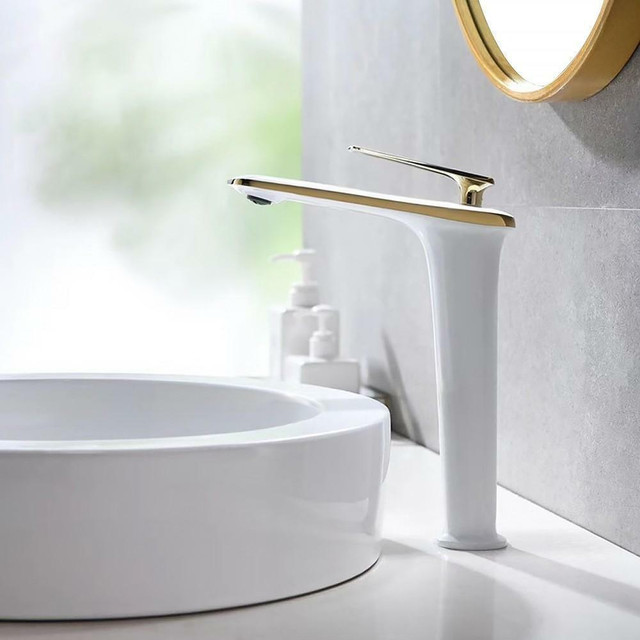 Modern Single Hole Single Handle Vessel Bathroom Sink Faucet ( Chrome, Black, White/Chrome, White/Gold & Black/Gold ) in Plumbing, Sinks, Toilets & Showers