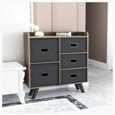 Wrought Studio Dresser Organizer Cabinet with 5 Easy Pull Fabric Drawers, Organizer Unit