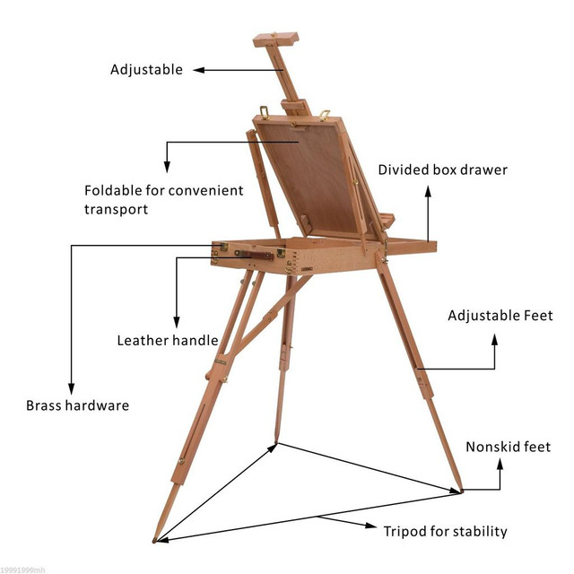 HOMCOM Wooden Easel painting easel Folding French Artists Easel Set Portable Art Painters Tripod Sketch Craft | Aosom Ca in Hobbies & Crafts - Image 4