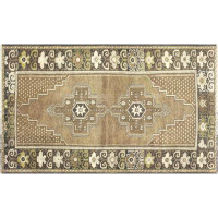 Nalbandian One-of-a-Kind Hand-Knotted 1960s 3'9" x 6'3" Rectangle Wool Area Rug in Brown/Ivory/Green