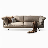 MABOLUS 109.45" Khaki Genuine Leather Modular Sofa cushion couch