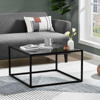 17 Stories 17 Stories Glass Coffee Table, Small Modern Coffee Table Square Simple Center Tables For Living Room 26.7 X 2