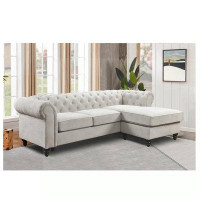 Alcott Hill Chesterfield Sofa With Rolled Arms-31.75" H x 98.75" W x 60.75" D