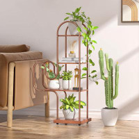 Arlmont & Co. Cactus Plant Stand Indoor, Metal Corner Shelf For Multipurpose Plants Outdoor, Rustic Bookcase 4 Tier Crea