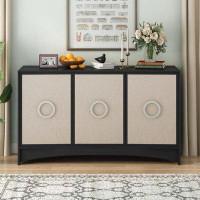 Latitude Run® Curved Design Storage Cabinet with Three Doors and Adjustable shelves