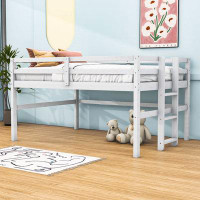 Harriet Bee Jarette Twin Size Wood Loft Bed With Ladder And Guardrails