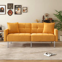 Ebern Designs Linen Upholstered Modern Convertible Folding Futon Sofa Bed