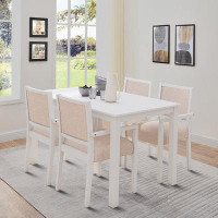 Latitude Run® Modern Design 5 Pieces Dining Table Set with 4 Upholstered Armchairs for Indoor Use