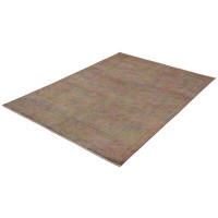 Isabelline Hand-Knotted Colour Transition Brown, Violet Wool Rug 6'10" X 9'9"