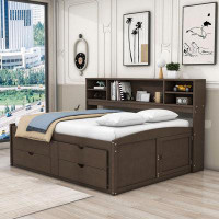 QYUF Full Wooden Daybed with 4 Drawers
