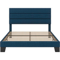 Latitude Run® Latitude Run® Full Platform Bed Frame With Upholstered Fabric Headboard, Mattress Foundation With Strong W