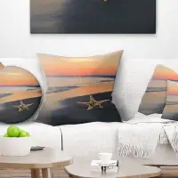 East Urban Home Beach and Shore Summer Beach with Starfish Throw Pillow