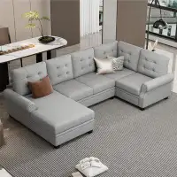 Latitude Run® 120" Modern U-Shaped Corner Sectional Modern Sofa Upholstered Linen Fabric Modern Sofa Couch For Living Ro
