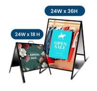 Metal A Frame Sidewalk Signs With 2 Inserts - 2 Sizes