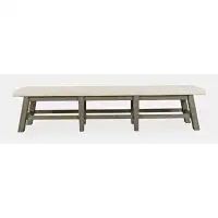 Jofran Telluride Rustic Distressed Pine 85" Upholstered Dining Bench - Gold