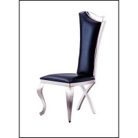 Rosdorf Park Leatherette Unique Design Backrest Dining Chair With Stainless Steel Legs Set Of 2 E402567654D94C27996B1224
