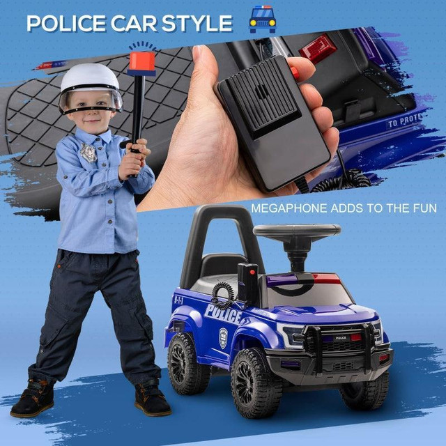 KIDS RIDE ON SLIDING CAR WITH HIDDEN UNDER SEAT STORAGE, RIDE ON POLICE CAR FOR TODDLER WITH MEGAPHONE in Toys & Games - Image 4