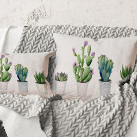 East Urban Home Rectangle,Cactus Succulent Aloe Vera Home Plants In The Pots - Farmhouse Printed Throw Pillow