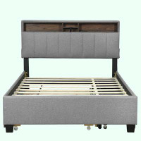 Latitude Run® Upholstered Platform Bed with Storage Headboard,2 drawers and a set of Sockets & USB Ports