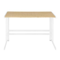 Latitude Run® Roman Industrial Office Desk In White Metal And Natural Wood-Pressed Grain Bamboo By Lumisource