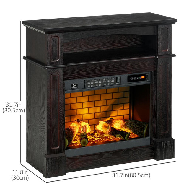 Electric Fireplace 31.75"x12.75"x31.75" Brown in Fireplace & Firewood - Image 3