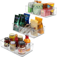 Sorbus Storage Bins With Dividers, Removable Compartments, Kitchen Pantry Organization, Food Packet Containers (3-pack)