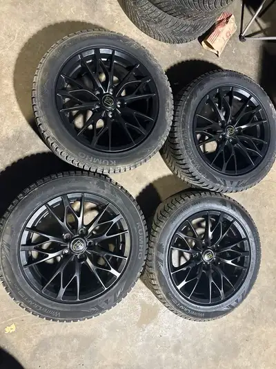 Lightly Used 225/55/17 Kumho WinterCraft Ice Wi31 Tires And BlackLine Custom Wheels 5X114.3 ET40 For $699 Firm