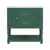 Winston Porter Bathroom Vanity with Sink Top, with Doors and Drawers, Solid Wood Frame,Easy Assembly