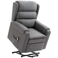 LIFT CHAIR FOR ELDERLY, POWER CHAIR RECLINER WITH FOOTREST, REMOTE CONTROL, SIDE POCKETS FOR LIVING ROOM, GREY